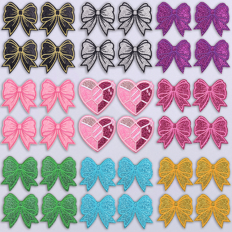 Embroidery Ideas For Bags - 10PCS Sparkling Diamond Bow Heart Iron
