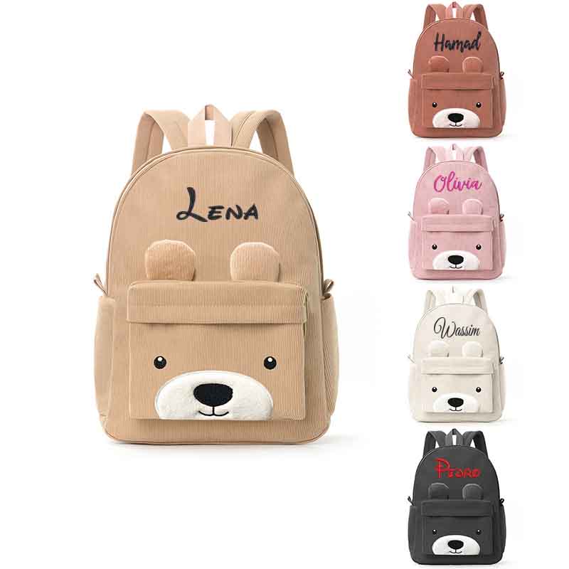 Embroidery Name Designs - Custom Corduroy Backpack,Elementary School Students with