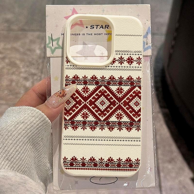 Embroidery X Pattern - White Lychee Pattern Red and White