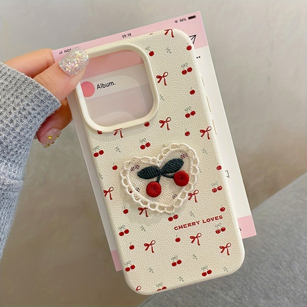 Embroidery X Pattern - Korean Cute 3D Embroidery Cherry Bowknot