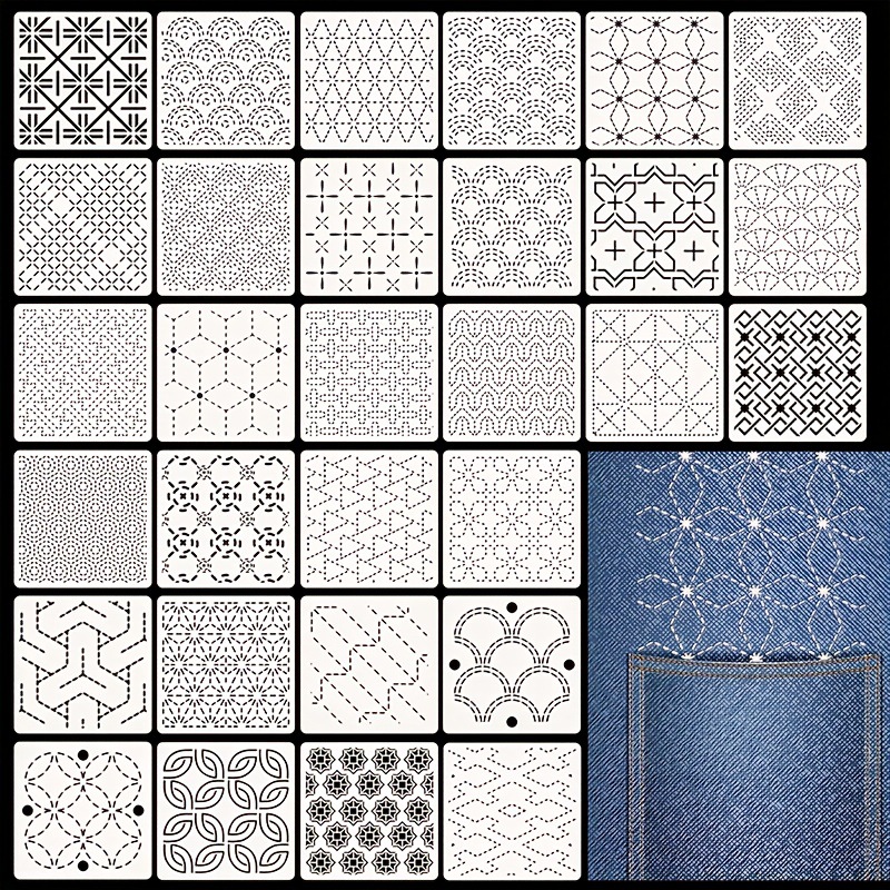 Embroidery Free Pattern - 30Pcs Embroidery Templates DIY Embroidery Patterns