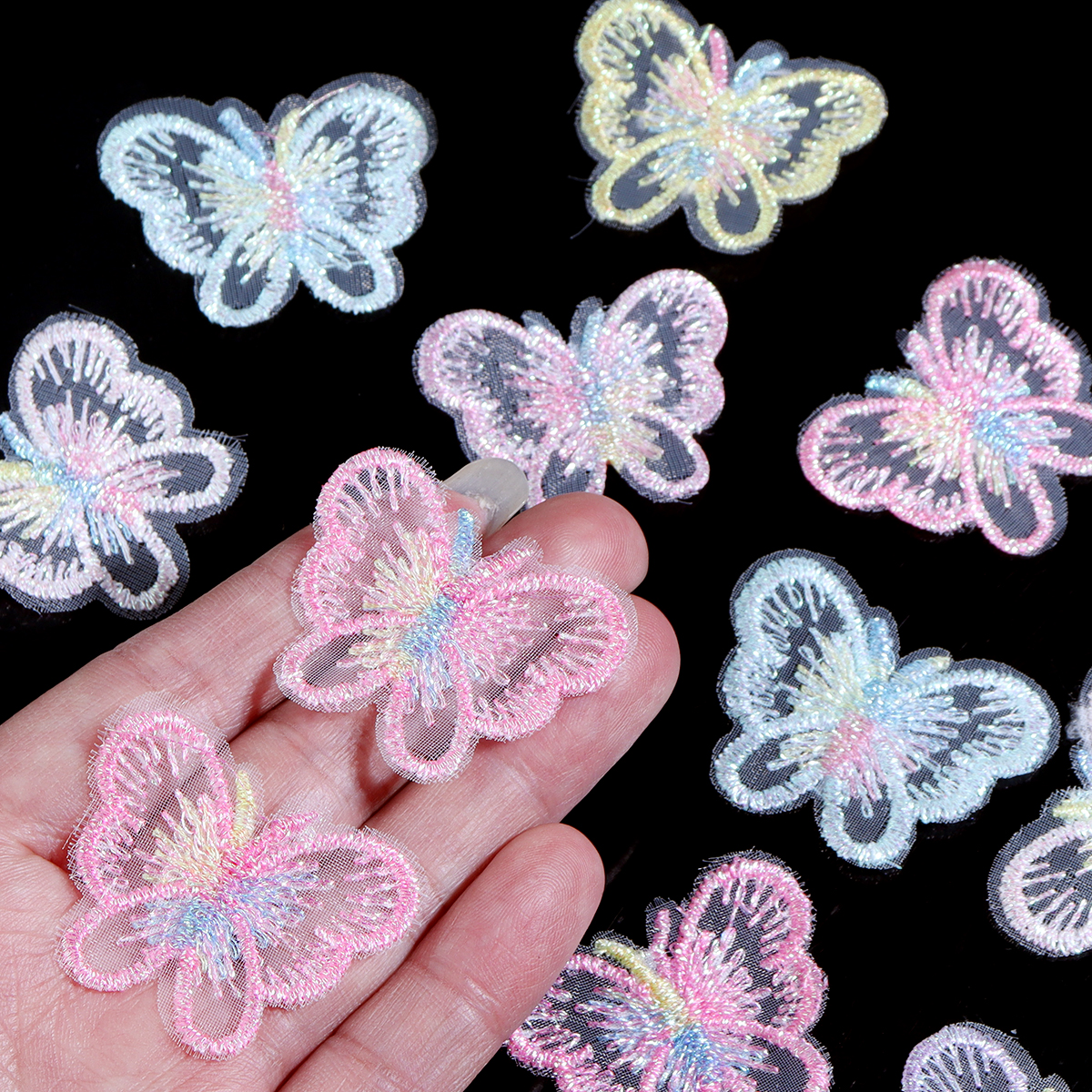 Embroidery Cloth - 20Pcs 3X4CM Butterfly Cloth Patches Colorful