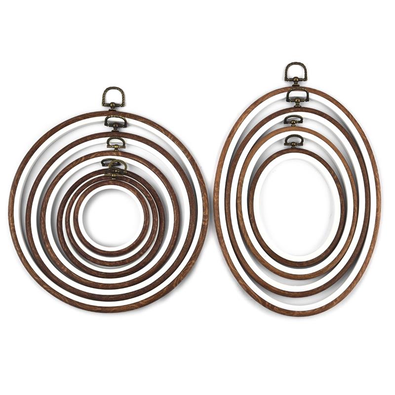 Round Oval Wooden Color Embroi - Embroidery Hoop Plastic recensie en prijs