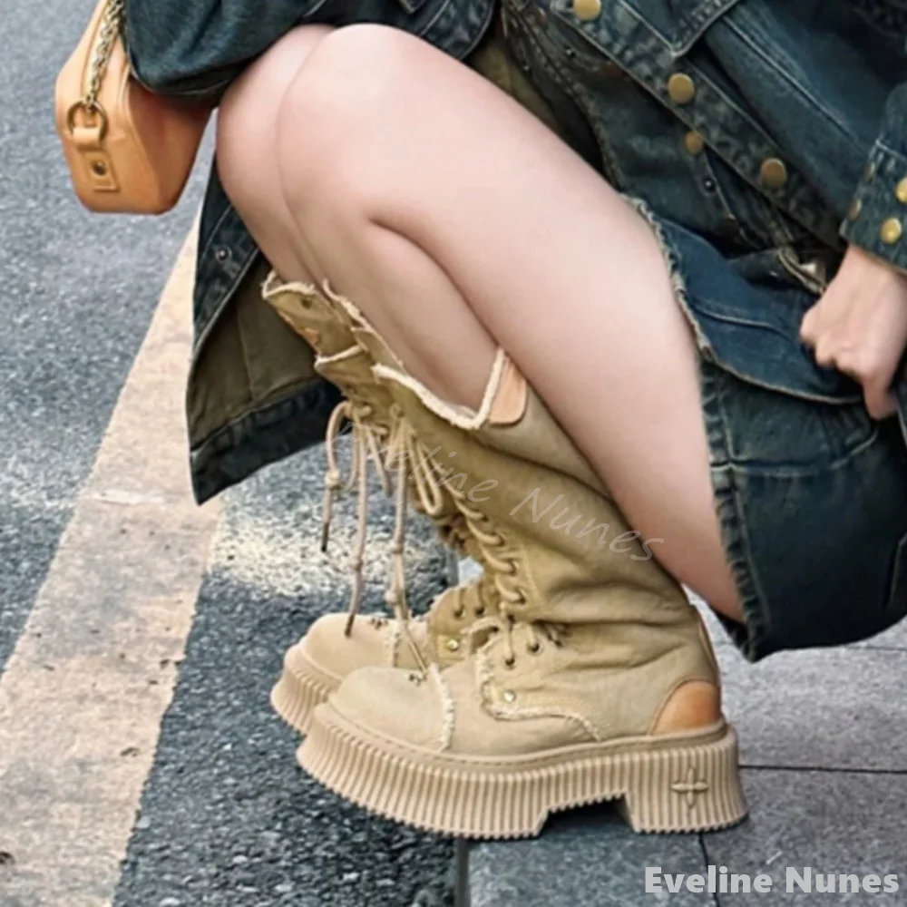 Cross-embroidery Lace-up Knee- - Embroidery Yes recensie en prijs