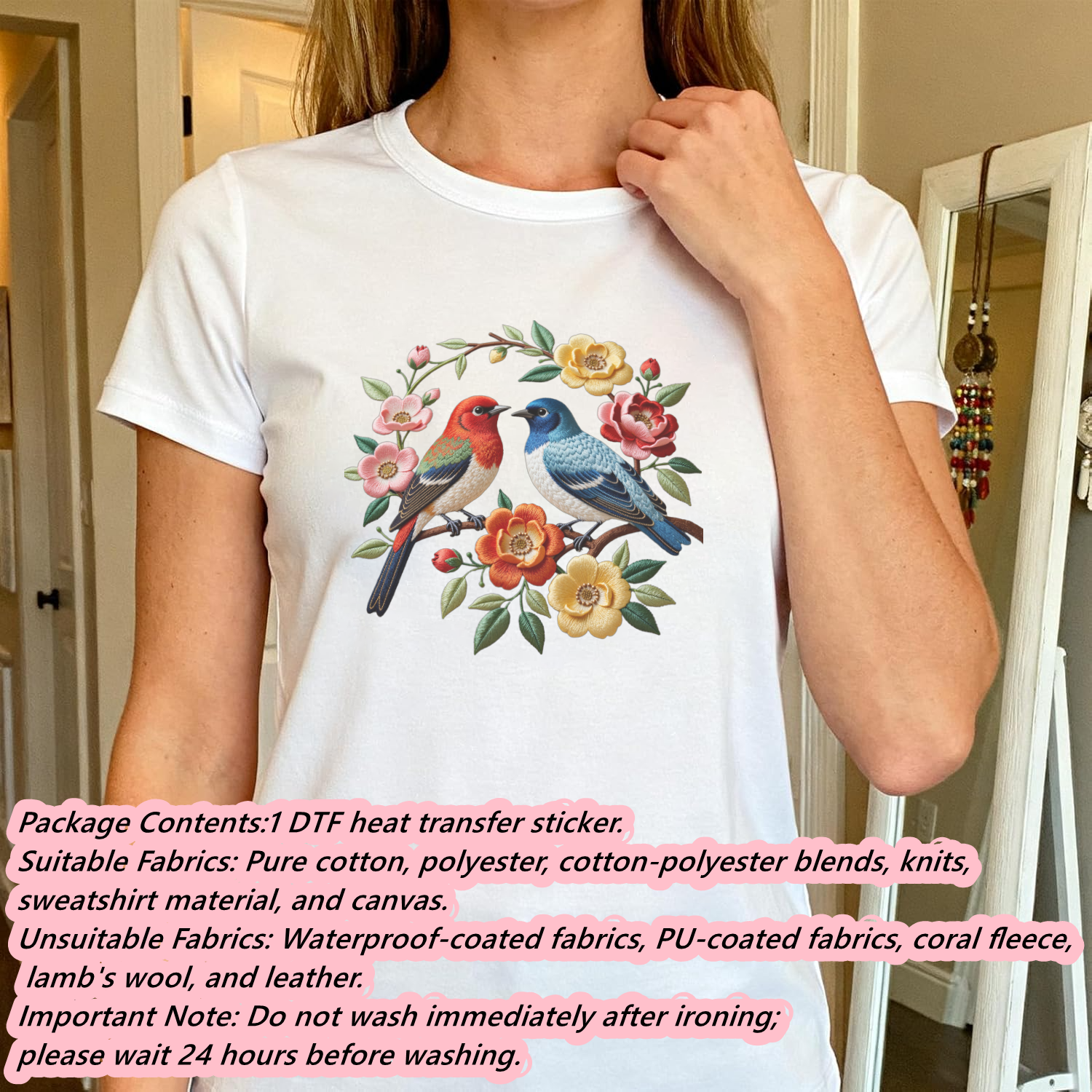 1 Piece of Bird Pattern Clothi - Embroidery Free Pattern recensie en prijs