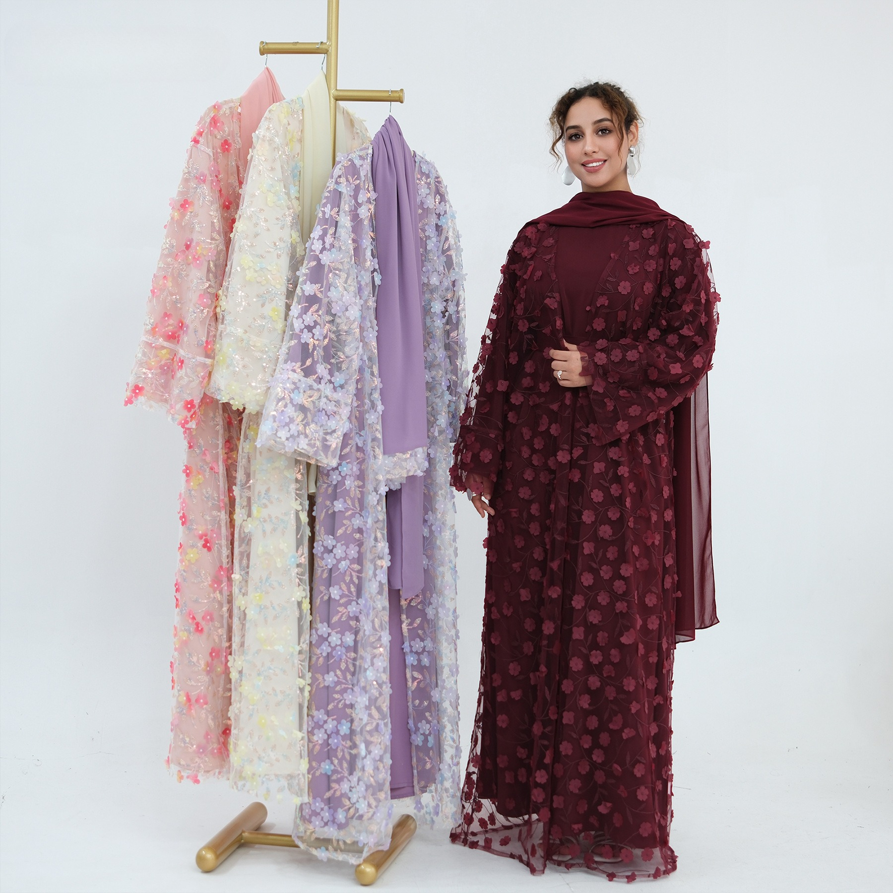2026 Luxury Abaya EID 3D Flora - Embroidery Hijab recensie en prijs