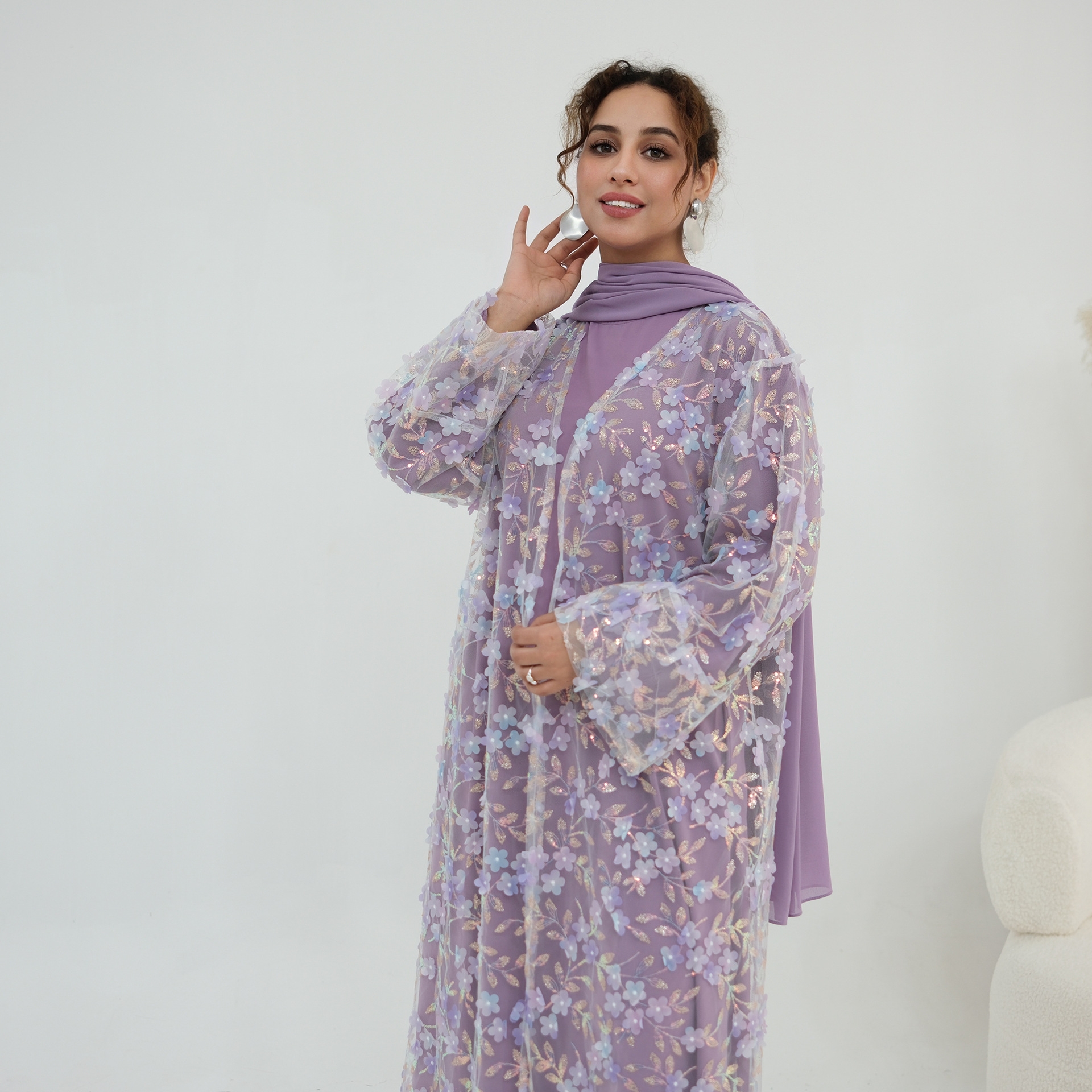 2026 Luxury Abaya EID 3D Flora - Embroidery Hijab recensie en prijs
