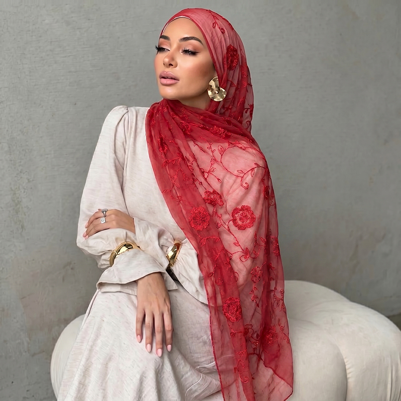 Floral Embroidery Muslim Hijab - Embroidery Hijab recensie en prijs