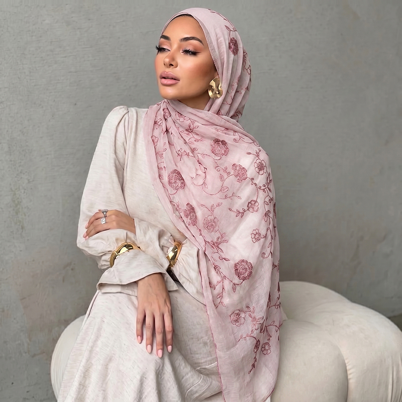 Floral Embroidery Muslim Hijab - Embroidery Hijab recensie en prijs