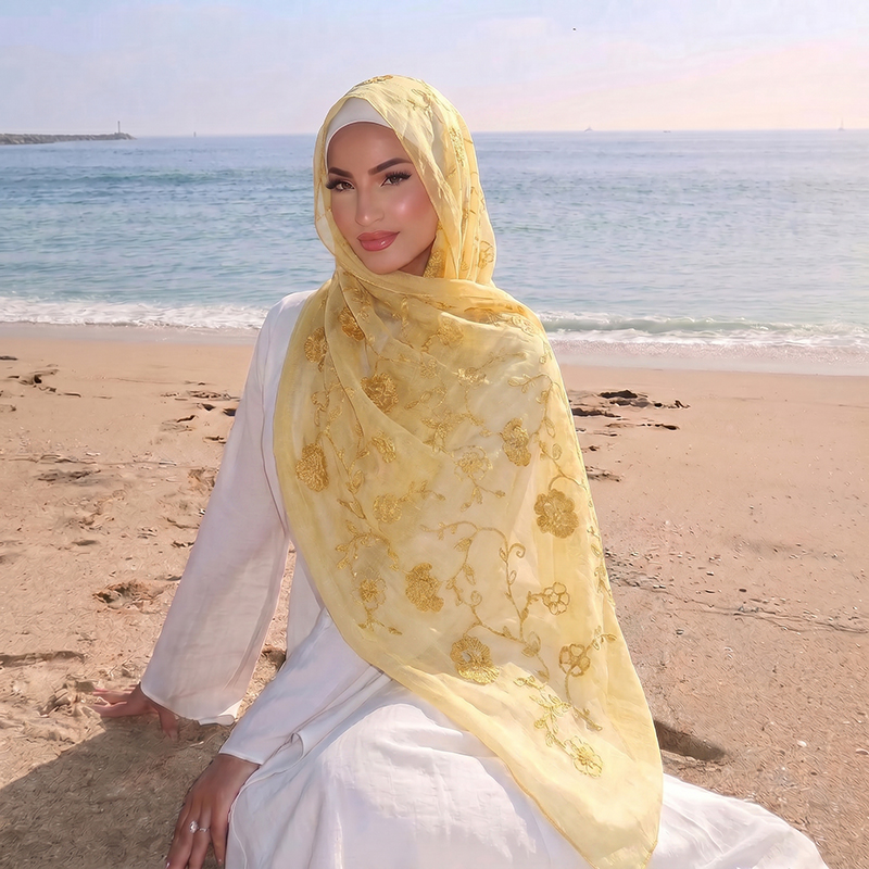 Floral Embroidery Muslim Hijab - Embroidery Hijab recensie en prijs