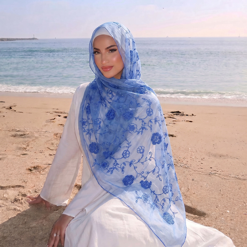 Floral Embroidery Muslim Hijab - Embroidery Hijab recensie en prijs