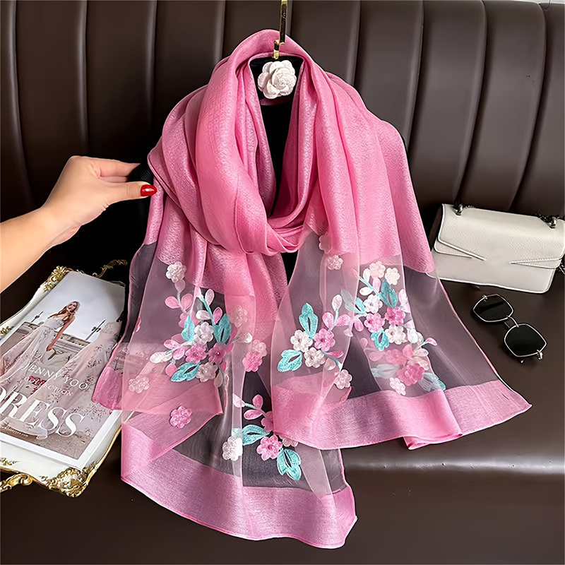 Women Silk Wool Scarf Floral E - Embroidery Hijab recensie en prijs