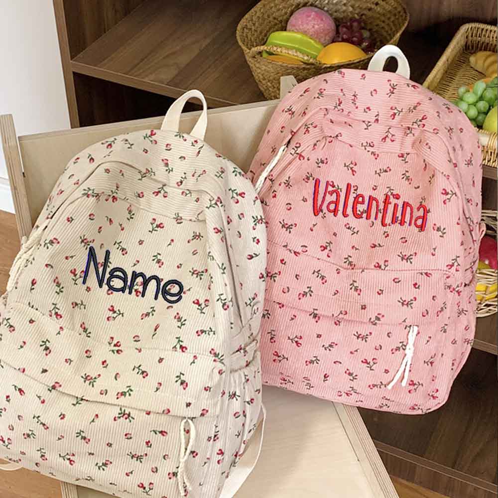 Ins Corduroy Printed Backpack, - Embroidery Name Designs recensie en prijs