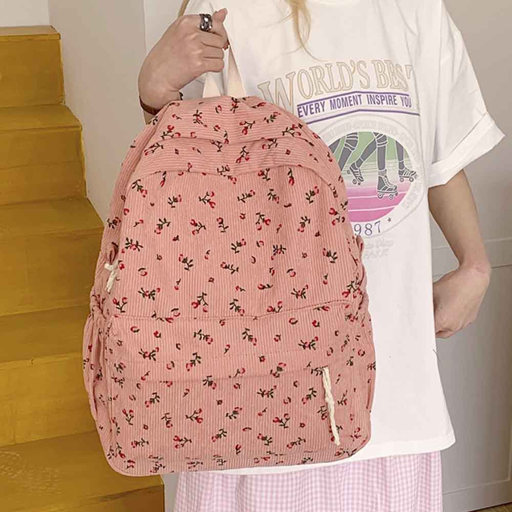 Ins Corduroy Printed Backpack, - Embroidery Name Designs recensie en prijs