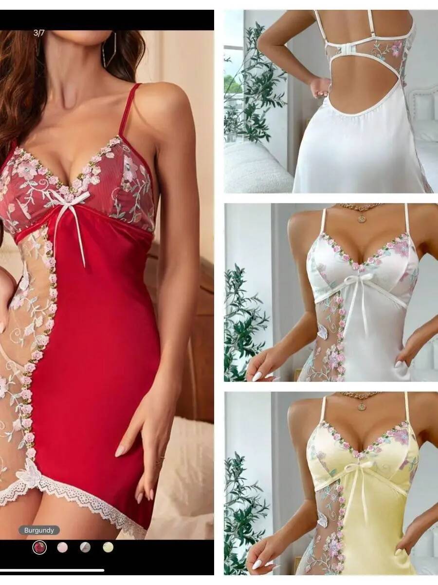 Satin Nightdress With Floral E - Embroidery X Pattern recensie en prijs