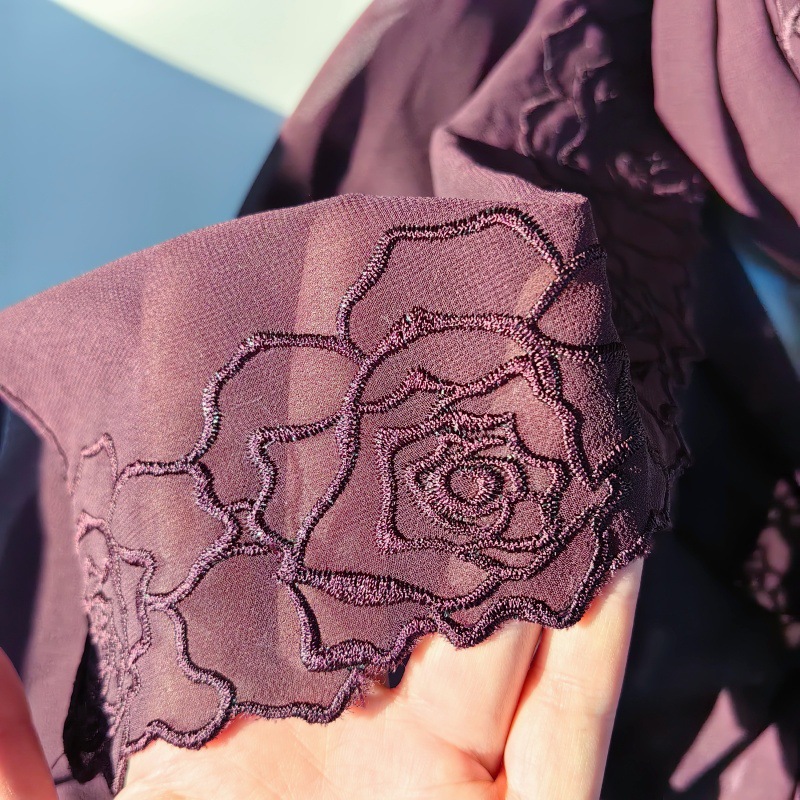 Purple Chiffon Hijab Shawls Wo - Embroidery Hijab recensie en prijs