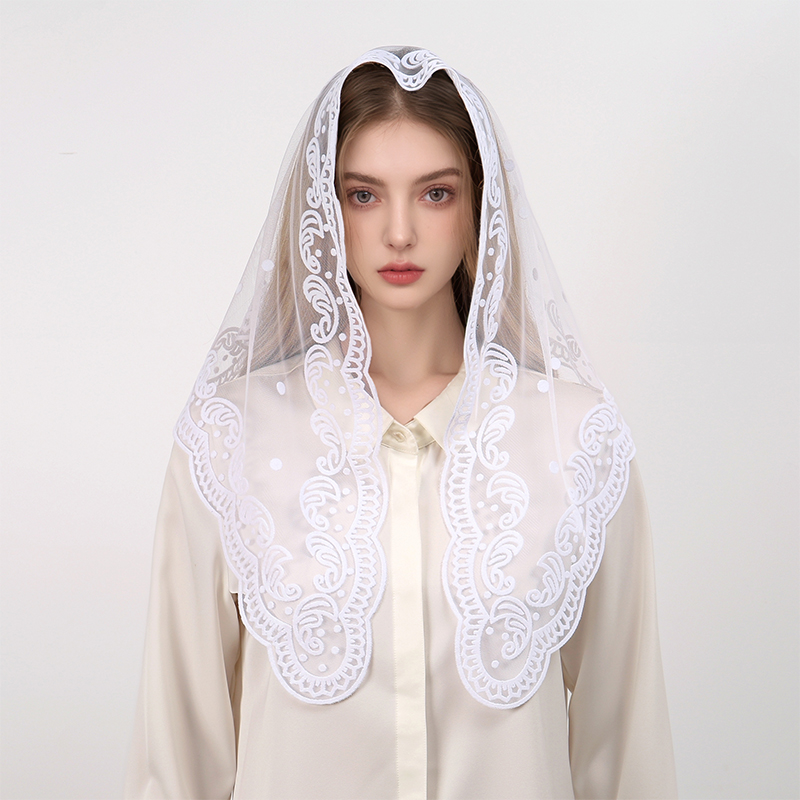 1Pc Women's Elegant Solid Colo - Embroidery Hijab recensie en prijs